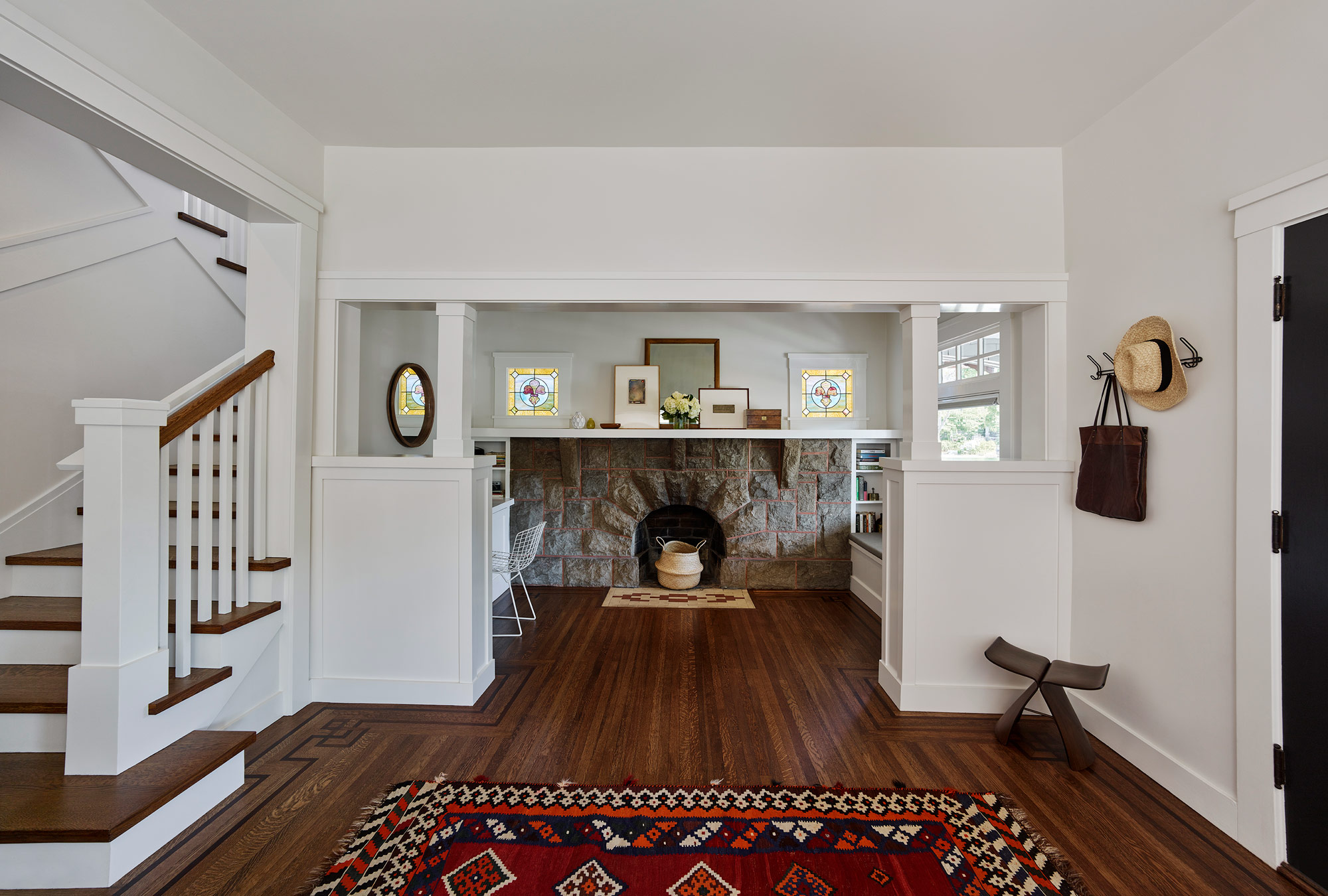 stone fireplace craftsman renovation in alameda