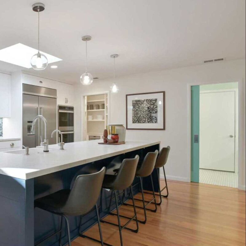 green pocket door for laundry room